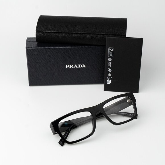 Prada Women Eyeglasses Black Rectangle Unisex PR15YV 1AB1O1 BRAND NEW - Picture 9 of 10